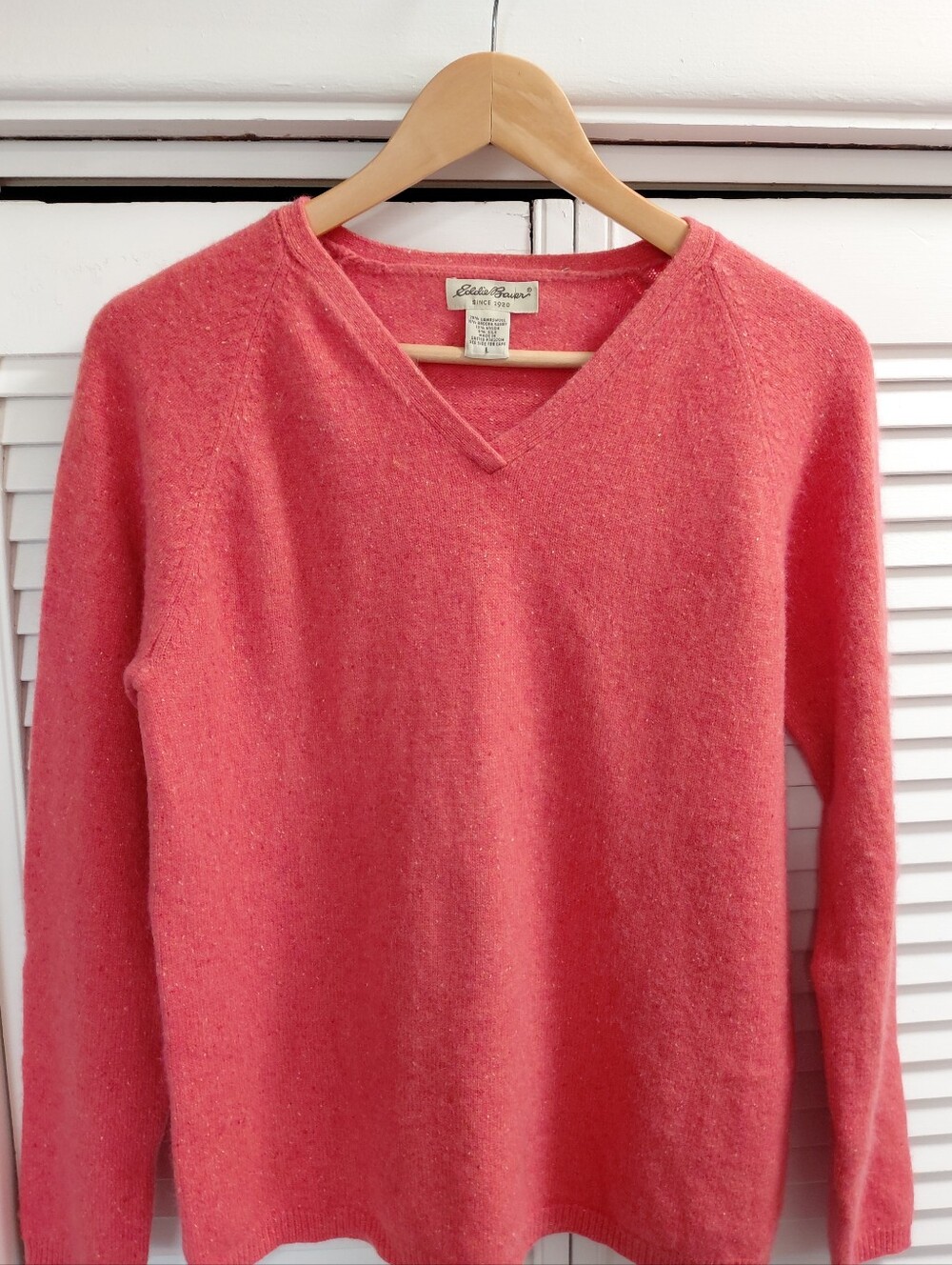 Eddie Bauer Donegal Coral V-Neck Lambswool Sweater